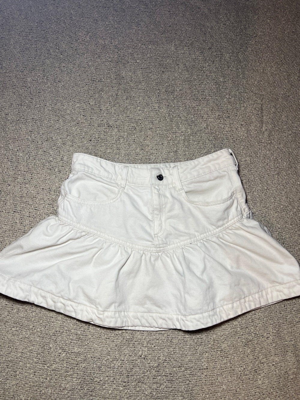 H&M White Tiered Circle Jean Mini Skirt